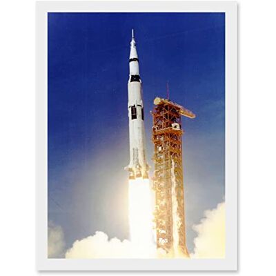 Artery8 - Space Apollo 11 Launch Saturn V Rocket - White Artery8 - Space Apollo 11 Launch Saturn V Rocket - White