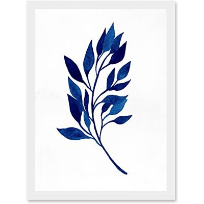 Artery8 - Navy Blue Watercolour Leaves Artwork - A4 - Framed - Wall Art Print Artery8 - Navy Blue Watercolour Leaves Artwork - A4 - Framed - Wall Art Print