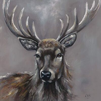 Louise Brown Art Group WDC98224 The Stag Canvas Print, Wood, Multi-Colour, 85 x 85 x 1.3 cm Louise Brown Art Group WDC98224 The Stag Canvas Print, Wood, Multi-Colour, 85 x 85 x 1.3 cm