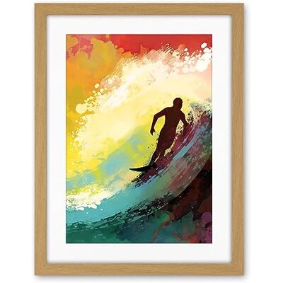 Artery8 The Silhouette of a Surfer Surfing on a Big Wave Artwork Framed Wall Art Print 18X24 Inch Artery8 The Silhouette of a Surfer Surfing on a Big Wave Artwork Framed Wall Art Print 18X24 Inch