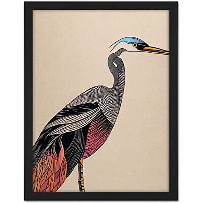 Doppelganger33 LTD Abstract Heron Bird Illustration Coral And Teal Hue Illustration Artwork Framed Wall Art Print 18X24 Inch Doppelganger33 LTD Abstract Heron Bird Illustration Coral And Teal Hue Illustration Artwork Framed Wall Art Print 18X24 Inch