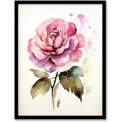 Artery8 Pink Rose Bloom Simple Watercolour Painting Single Flower Valentines Love Nature Colourful Bright Floral Modern Artwork Artwork Framed Wall Art Print 18X24 Inch Artery8 Pink Rose Bloom Simple Watercolour Painting Single Flower Valentines Love Nature Colourful Bright Floral Modern Artwork Artwork Framed Wall Art Print 18X24 Inch