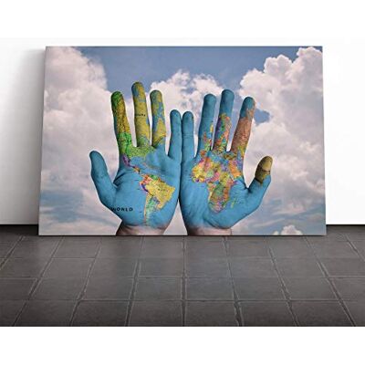 Big Box Art Globe Hands World Map Canvas Print Gallery Wrapped 30mm Frame Wall Art 24x16 inches Ready to Hang Modern Maps Picture Living Room Bedroom Lounge Office Big Box Art Globe Hands World Map Canvas Print Gallery Wrapped 30mm Frame Wall Art 24x16 inches Ready to Hang Modern Maps Picture Living Room Bedroom Lounge Office