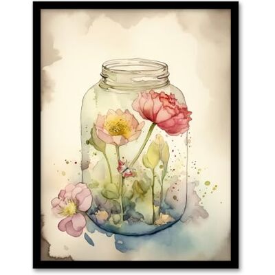 Artery8 Wildflowers In Glass Jar Soft Watercolour Painting Pink Spring Flowers Blooms Nature Colourful Bright Floral Modern Artwork Artwork Framed Wall Art Print A4 Artery8 Wildflowers In Glass Jar Soft Watercolour Painting Pink Spring Flowers Blooms Nature Colourful Bright Floral Modern Artwork Artwork Framed Wall Art Print A4