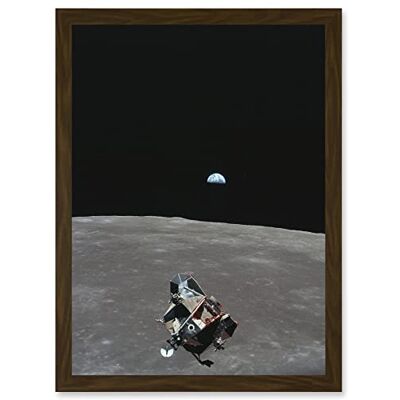 Artery8 - Space NASA Earth Moon - A4 - Brown - Wall Art Artery8 - Space NASA Earth Moon - A4 - Brown - Wall Art