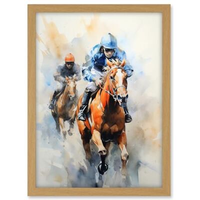 Artery8 Horseracing Jockeys Racing Horses Action Watercolour Kentucky Derby Grand National Cheltenham Gold Cup Painting Blue Orange Race Sport Artwork Framed A3 Wall Art Print Artery8 Horseracing Jockeys Racing Horses Action Watercolour Kentucky Derby Grand National Cheltenham Gold Cup Painting Blue Orange Race Sport Artwork Framed A3 Wall Art Print