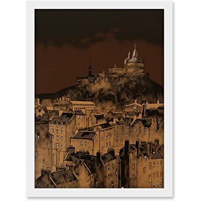 Artery8 Edinburgh Castle Over Old Town Cityscape at Night Artwork Framed A3 Wall Art Print Artery8 Edinburgh Castle Over Old Town Cityscape at Night Artwork Framed A3 Wall Art Print