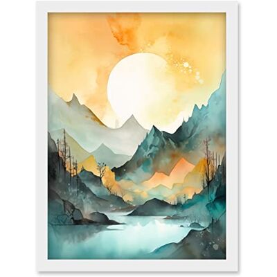 Artery8 - Sun Rising - A4 - Pastel - Framed Wall Art Print Artery8 - Sun Rising - A4 - Pastel - Framed Wall Art Print
