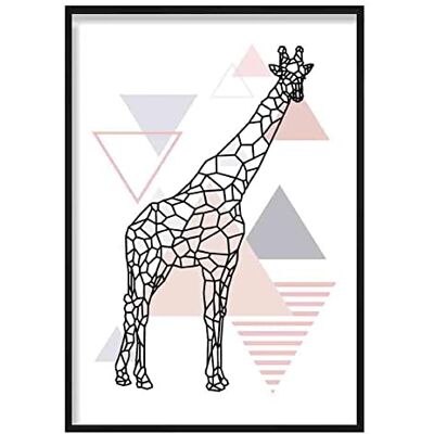 ARTZE Wall Art Giraffe Abstract Geometric Scandinavian Poster, 30 cm Width x 40 cm Height, Blush Pink ARTZE Wall Art Giraffe Abstract Geometric Scandinavian Poster, 30 cm Width x 40 cm Height, Blush Pink