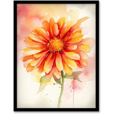 Artery8 A Single Gerbera Daisy Soft Watercolour Painting Pink Green Orange Spring Bloom Flower Nature Colourful Bright Floral Modern Artwork Artwork Framed Wall Art Print 18X24 Inch Artery8 A Single Gerbera Daisy Soft Watercolour Painting Pink Green Orange Spring Bloom Flower Nature Colourful Bright Floral Modern Artwork Artwork Framed Wall Art Print 18X24 Inch
