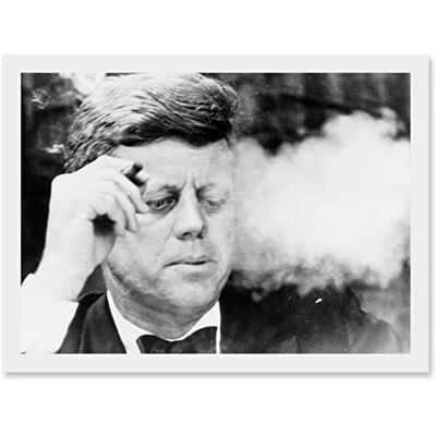 Artery8 - JFK John F Kennedy Smoking Cigar - A4 - Wall Art Artery8 - JFK John F Kennedy Smoking Cigar - A4 - Wall Art