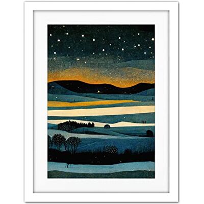 Doppelganger33 LTD Star Filled Twilight Landscape Painting Artwork Framed Wall Art Print 18X24 Inch Doppelganger33 LTD Star Filled Twilight Landscape Painting Artwork Framed Wall Art Print 18X24 Inch