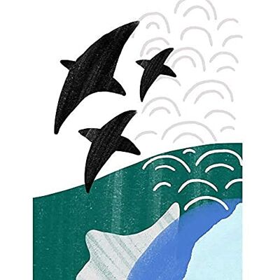 Wee Blue Coo Collage Abstract Flying Fish Art Print Canvas Premium Wall Decor Poster Mural Wee Blue Coo Collage Abstract Flying Fish Art Print Canvas Premium Wall Decor Poster Mural