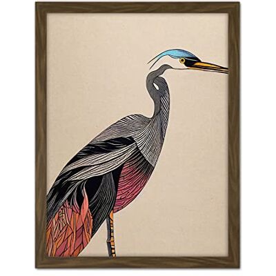 Doppelganger33 LTD Abstract Heron Bird Illustration Coral And Teal Hue Illustration Artwork Framed Wall Art Print 18X24 Inch Doppelganger33 LTD Abstract Heron Bird Illustration Coral And Teal Hue Illustration Artwork Framed Wall Art Print 18X24 Inch