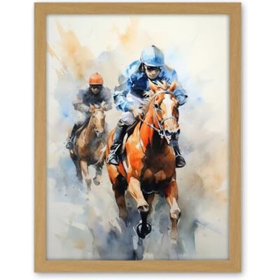 Artery8 Horseracing Jockeys Racing Horses Action Watercolour Kentucky Derby Grand National Cheltenham Gold Cup Painting Blue Orange Race Sport Artwork Framed Wall Art Print 18X24 Inch Artery8 Horseracing Jockeys Racing Horses Action Watercolour Kentucky Derby Grand National Cheltenham Gold Cup Painting Blue Orange Race Sport Artwork Framed Wall Art Print 18X24 Inch