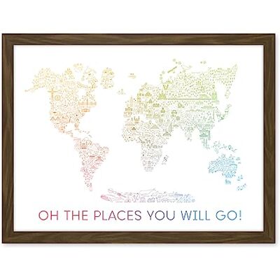 Artery8 World Travel Landmark Line Map Oh The Places You Will Go! Rainbow White Artwork Framed Wall Art Print 18X24 Inch Artery8 World Travel Landmark Line Map Oh The Places You Will Go! Rainbow White Artwork Framed Wall Art Print 18X24 Inch