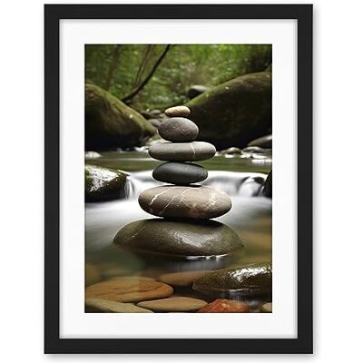 Artery8 Zen Massage Stone Photograph Waterfall River Nature Beauty Salon Therapy Room Artwork Framed Wall Art Print 18X24 Inch Artery8 Zen Massage Stone Photograph Waterfall River Nature Beauty Salon Therapy Room Artwork Framed Wall Art Print 18X24 Inch
