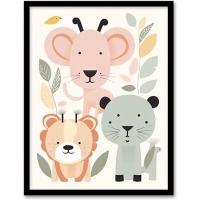 Artery8 Cute Zoo Baby Animals Pastel Colour Graphic Artwork Jungle Forest Friends Kids Bedroom Painting Artwork Framed Wall Art Print A4 Artery8 Cute Zoo Baby Animals Pastel Colour Graphic Artwork Jungle Forest Friends Kids Bedroom Painting Artwork Framed Wall Art Print A4