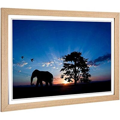 Big Box Art Framed Print of Elephant & Birds Evening Sunset Design Wall Art Picture Home Decor for Kitchen, Living Room, Bedroom, Hallway, Oak, A2 / 24.5x18 Inch / 62x45cm Big Box Art Framed Print of Elephant & Birds Evening Sunset Design Wall Art Picture Home Decor for Kitchen, Living Room, Bedroom, Hallway, Oak, A2 / 24.5x18 Inch / 62x45cm