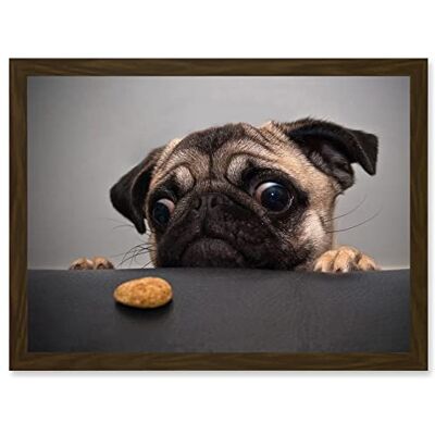 Artery8 - Animal Photo Pug Dog - Brown - A4 - Framed Wall Art Artery8 - Animal Photo Pug Dog - Brown - A4 - Framed Wall Art