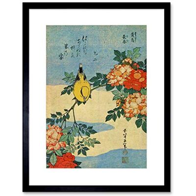 Wee Blue Coo Painting Animals Bird Yellow Finch Flowers Japanese Japan Framed Wall Art Print Wee Blue Coo Painting Animals Bird Yellow Finch Flowers Japanese Japan Framed Wall Art Print