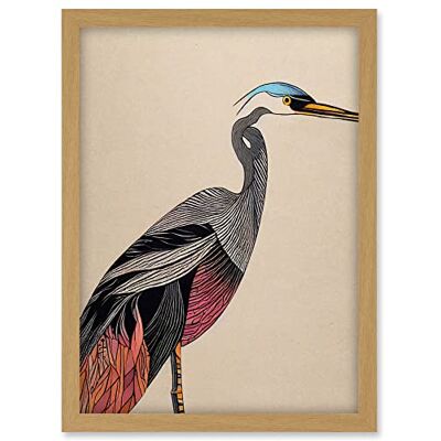 Doppelganger33 LTD Abstract Heron Bird Illustration Coral And Teal Hue Illustration Artwork Framed A3 Wall Art Print Doppelganger33 LTD Abstract Heron Bird Illustration Coral And Teal Hue Illustration Artwork Framed A3 Wall Art Print