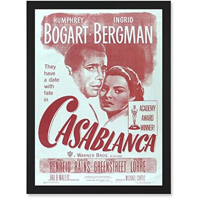 Artery8 - Casablanca - A4 - Black - Framed Wall Art Print Artery8 - Casablanca - A4 - Black - Framed Wall Art Print