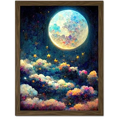 Doppelganger33 LTD Dreamy Night Sky Moon Stars Colourful Clouds Kids Cute Artwork Framed Wall Art Print 18X24 Inch Doppelganger33 LTD Dreamy Night Sky Moon Stars Colourful Clouds Kids Cute Artwork Framed Wall Art Print 18X24 Inch