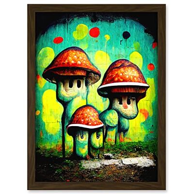 Doppelganger33 LTD Trippy Red Cap Mushroom Houses Street Art Graffiti Mural Artwork Framed A3 Wall Art Print Doppelganger33 LTD Trippy Red Cap Mushroom Houses Street Art Graffiti Mural Artwork Framed A3 Wall Art Print