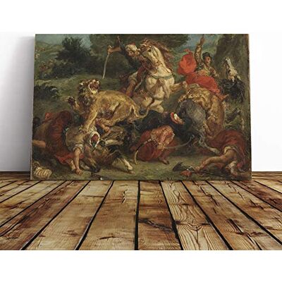 Big Box Art Eugene Delacroix Lion Hunt Canvas Print Gallery Wrapped 30mm Frame Wall Art 20x14 inches Ready to Hang Modern Animals Picture Living Room Bedroom Lounge Office Big Box Art Eugene Delacroix Lion Hunt Canvas Print Gallery Wrapped 30mm Frame Wall Art 20x14 inches Ready to Hang Modern Animals Picture Living Room Bedroom Lounge Office