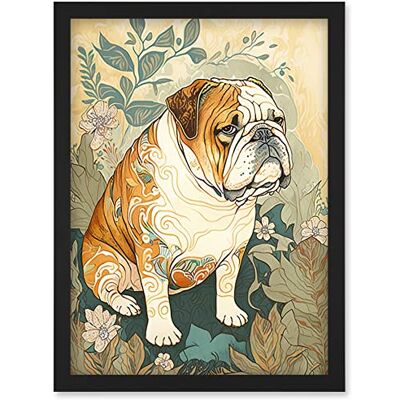 Artery8 - Bulldog with Ornate Pattern Fur Coat - Wall Art Artery8 - Bulldog with Ornate Pattern Fur Coat - Wall Art