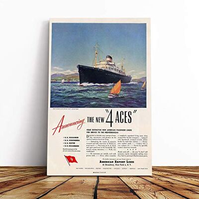 Big Box Art Travel Poster Cunard Line Canvas Print Gallery Wrapped 30mm Frame Wall Art 20x14 inches Ready to Hang Retro Picture Living Room Bedroom Lounge Office Big Box Art Travel Poster Cunard Line Canvas Print Gallery Wrapped 30mm Frame Wall Art 20x14 inches Ready to Hang Retro Picture Living Room Bedroom Lounge Office