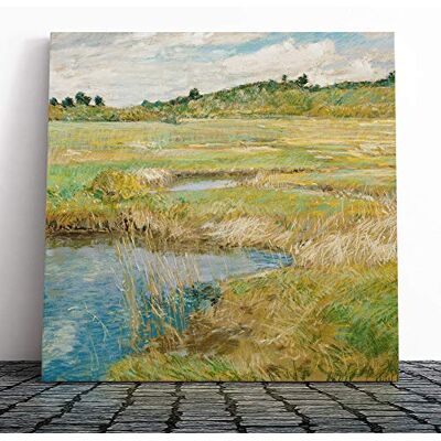Big Box Art Canvas Print Wall Art Childe Hassam The Concord Meadow Mounted and Stretched Box Frame Picture Home Decor for Kitchen, Living Room, Bedroom, Hallway, Muli-Colour, 14x14 Inch Big Box Art Canvas Print Wall Art Childe Hassam The Concord Meadow Mounted and Stretched Box Frame Picture Home Decor for Kitchen, Living Room, Bedroom, Hallway, Muli-Colour, 14x14 Inch
