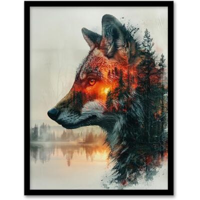 Artery8 Wolf Forest Sunset Nature Animal Lover Design For Living Room Artwork Framed Wall Art Print A4 Artery8 Wolf Forest Sunset Nature Animal Lover Design For Living Room Artwork Framed Wall Art Print A4