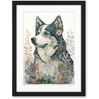 Artery8 Siberian Husky Dog Nature Spirit Animal Modern Multicoloured Illustration Artwork Framed Wall Art Print 18X24 Inch Artery8 Siberian Husky Dog Nature Spirit Animal Modern Multicoloured Illustration Artwork Framed Wall Art Print 18X24 Inch