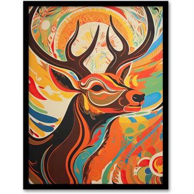 Artery8 Abstract Majestic Stag Autumn Hues Sunrise Reindeer Head Portrait Vibrant Bold Bright Colourful Painting Artwork Framed Wall Art Print 18X24 Inch Artery8 Abstract Majestic Stag Autumn Hues Sunrise Reindeer Head Portrait Vibrant Bold Bright Colourful Painting Artwork Framed Wall Art Print 18X24 Inch