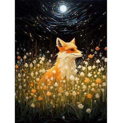Artery8 Watching the Fireflies Dance Happy Fox over a Wildflower Meadow Oil Painting Orange White Blue Full Moon Spring Night Dreamy Landscape Large Wall Art Poster Print Thick Paper 18X24 Inch Artery8 Watching the Fireflies Dance Happy Fox over a Wildflower Meadow Oil Painting Orange White Blue Full Moon Spring Night Dreamy Landscape Large Wall Art Poster Print Thick Paper 18X24 Inch