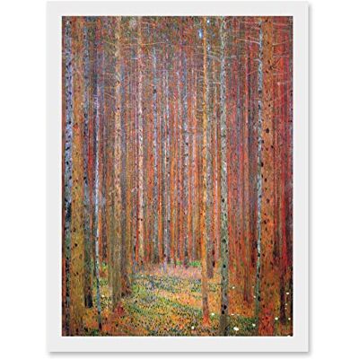 Artery8 - Gustav Klimt Tannenwald Landscape - Orange - A4 Wall Art Artery8 - Gustav Klimt Tannenwald Landscape - Orange - A4 Wall Art