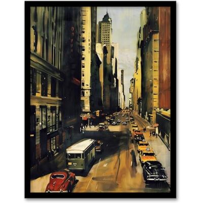 Artery8 5th Avenue 1950s Painting Vintage Cars New York Living Room Artwork Framed Wall Art Print A4 Artery8 5th Avenue 1950s Painting Vintage Cars New York Living Room Artwork Framed Wall Art Print A4