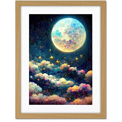 Doppelganger33 LTD Dreamy Night Sky Moon Stars Colourful Clouds Kids Cute Artwork Framed Wall Art Print 18X24 Inch Doppelganger33 LTD Dreamy Night Sky Moon Stars Colourful Clouds Kids Cute Artwork Framed Wall Art Print 18X24 Inch