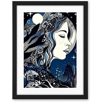 Artery8 New Moon Goddess Winter Moonlit Witchy Forest Starry Night Mother Nature Boho Patterns Artwork Framed Wall Art Print 18X24 Inch Artery8 New Moon Goddess Winter Moonlit Witchy Forest Starry Night Mother Nature Boho Patterns Artwork Framed Wall Art Print 18X24 Inch