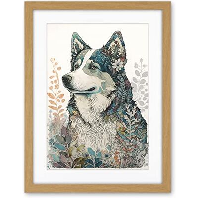 Artery8 Siberian Husky Dog Nature Spirit Animal Modern Multicoloured Illustration Artwork Framed Wall Art Print 18X24 Inch Artery8 Siberian Husky Dog Nature Spirit Animal Modern Multicoloured Illustration Artwork Framed Wall Art Print 18X24 Inch