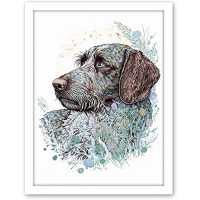 Artery8 German Wirehead Pointer Dog Nature Spirit Animal Modern Multicoloured Illustration Artwork Framed Wall Art Print 18X24 Inch Artery8 German Wirehead Pointer Dog Nature Spirit Animal Modern Multicoloured Illustration Artwork Framed Wall Art Print 18X24 Inch