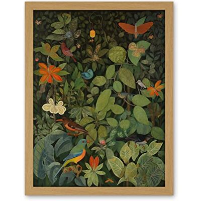 Artery8 Audubon Style Birds and Insects in Jungle Artwork Framed Wall Art Print 18X24 Inch Artery8 Audubon Style Birds and Insects in Jungle Artwork Framed Wall Art Print 18X24 Inch