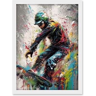 Artery8 Snowboarding Extreme Sport Athlete Paint Splat Artwork Framed A3 Wall Art Print Artery8 Snowboarding Extreme Sport Athlete Paint Splat Artwork Framed A3 Wall Art Print