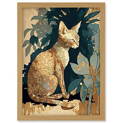 Artery8 - Devon Rex Cat - Flower Pattern - Framed Art Artery8 - Devon Rex Cat - Flower Pattern - Framed Art