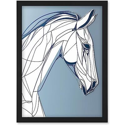 Artery8 - Horse Portrait White and Blue - A4 Artery8 - Horse Portrait White and Blue - A4