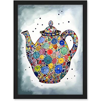 Artery8 - Colourful Teapot Folk Art - A4 Artery8 - Colourful Teapot Folk Art - A4