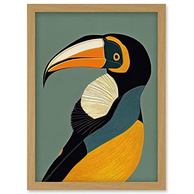 Artery8 - Keel Billed Toucan Bird Portrait - Vintage - Framed Wall Art Artery8 - Keel Billed Toucan Bird Portrait - Vintage - Framed Wall Art