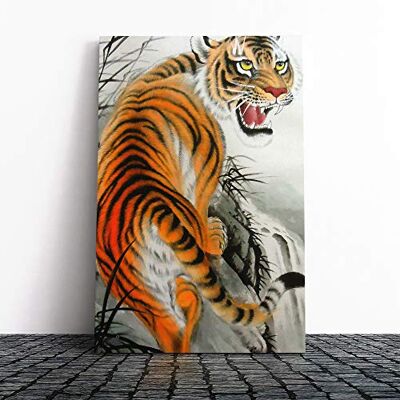 Big Box Art Wall Oriental Tiger Art (2) Canvas Print Gallery Wrapped 30mm Frame Wall Art 20x14 inches Ready to Hang Contemporary Animals Picture Living Room Bedroom Lounge Office Big Box Art Wall Oriental Tiger Art (2) Canvas Print Gallery Wrapped 30mm Frame Wall Art 20x14 inches Ready to Hang Contemporary Animals Picture Living Room Bedroom Lounge Office